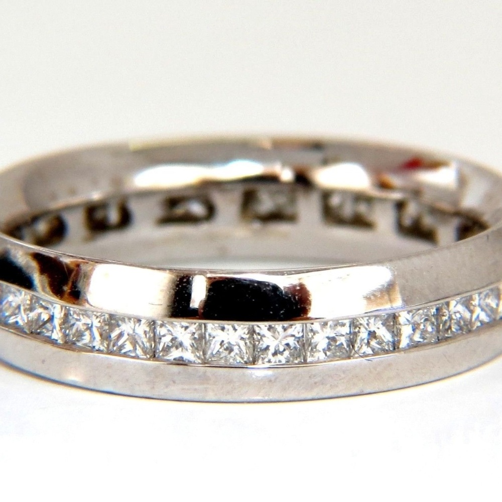 1.50ct Natural Princess cut diamonds eternity ring 14kt Comfort 5mm*